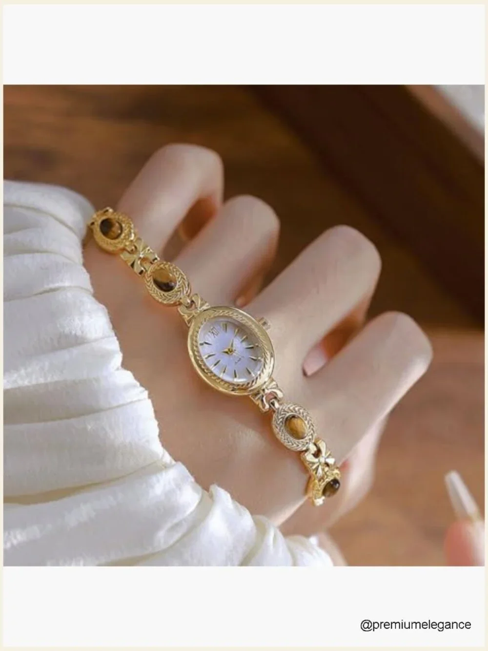 Vintage Oval Dial Small Gold Bracelet Watch Women Dress Quartz Analog Casual
